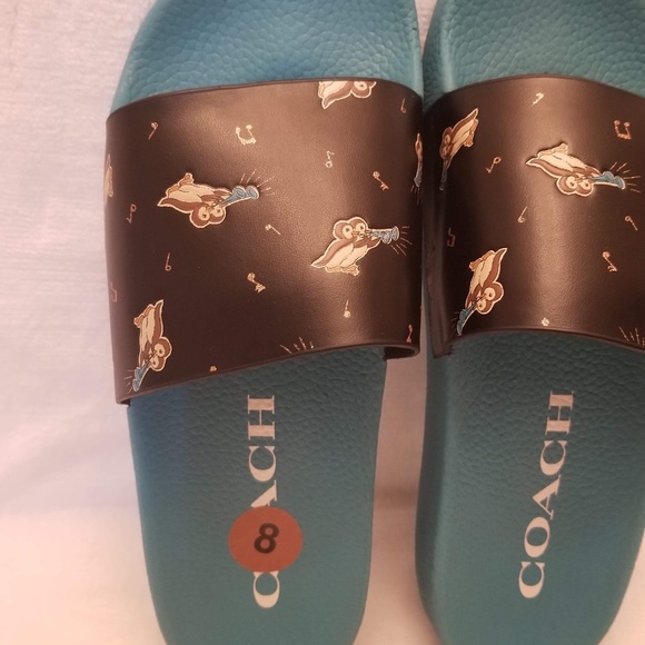 Wmns sz 8 COACH Udele Bird Printed Water Resistant Pool Slides - Picture 3 of 7